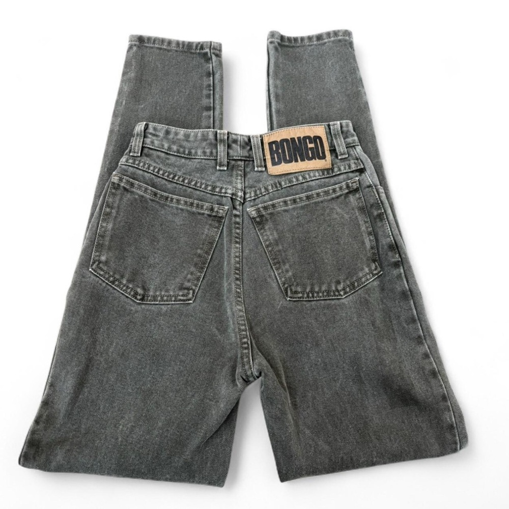 VTG 90s Bongo Jeans Size 5 Gray Green Denim High Waist Tapered Leg USA Made